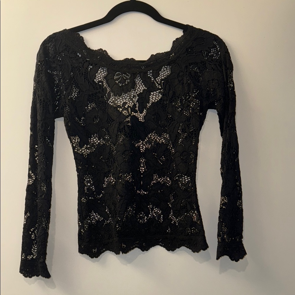 Free People Black Lace Women's Top